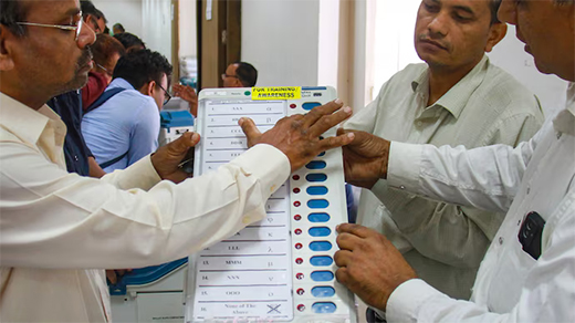 Poll officers verification of EVMS 